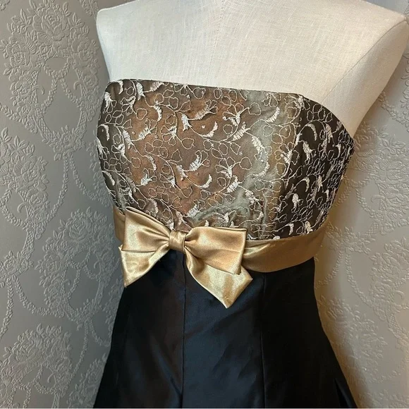 Vintage Gunne Sax Jessica McClintock prom dress 11 cocktail dress black gold Y2K - Picture 2 of 5